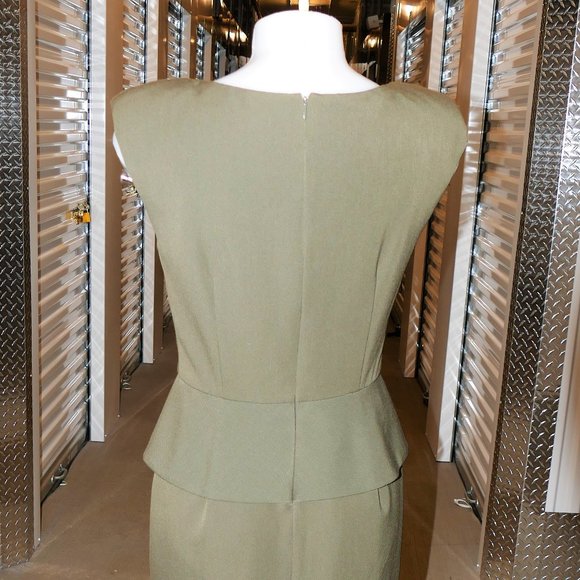 ABS Olive Green Padded & Peplum Dress size 6 - Picture 7 of 12